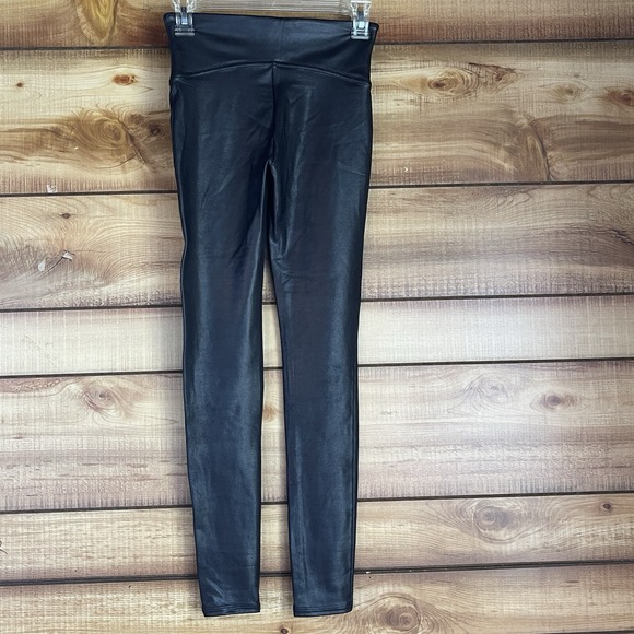 SPANX Leggings Womens Small Black Faux Leather High‎ Waist Stretch Slimming 2437 - Picture 2 of 8